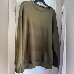 Oversized Olive Green Crewneck Sweatshirt